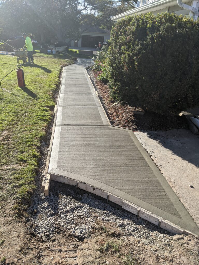 Broomed concrete sidewalk