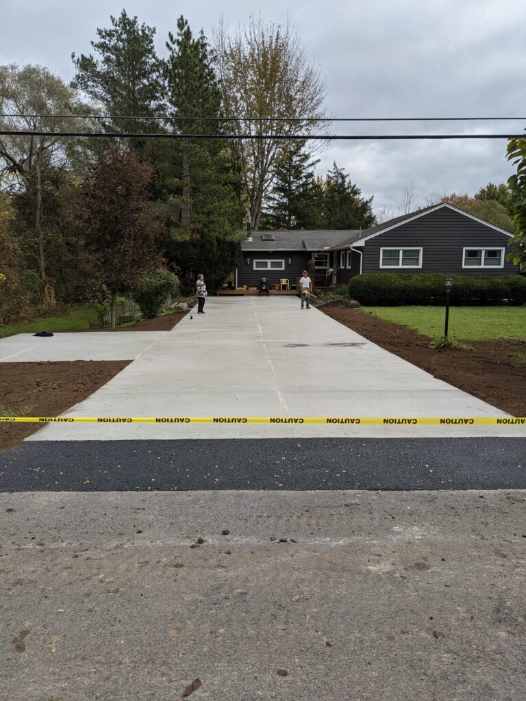 Flat concrete driveway