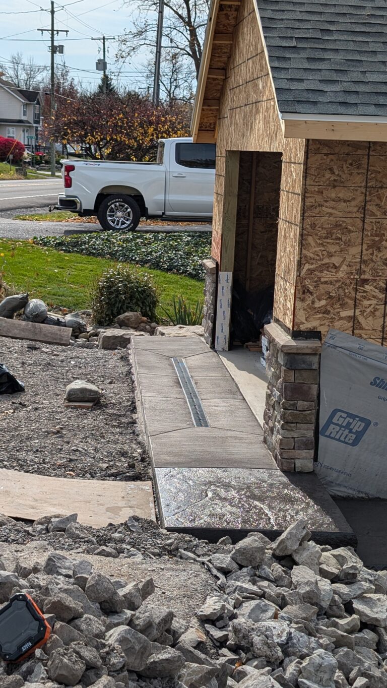 Concrete garage apron