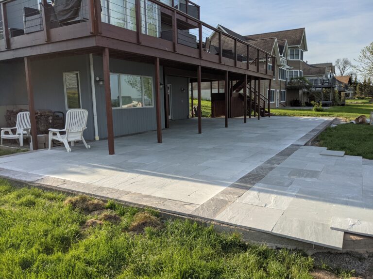 Natural stone patio installation