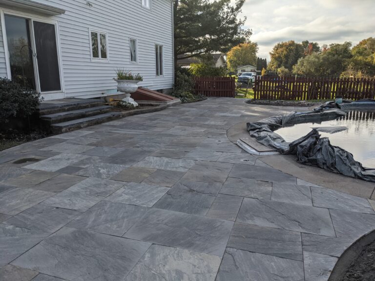 Natural stone pool patio
