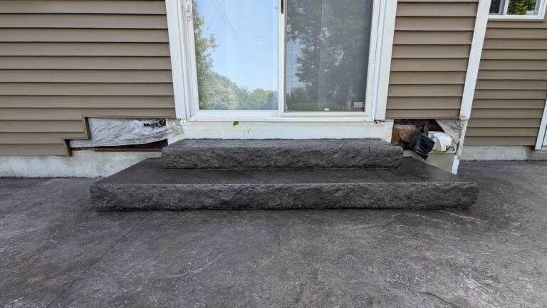 Slate stamped concrete patio and steps