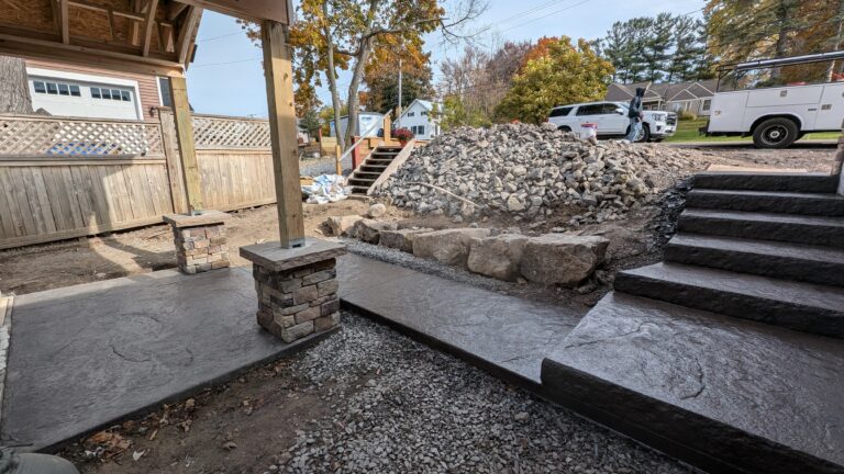 Stamped concrete patio with border