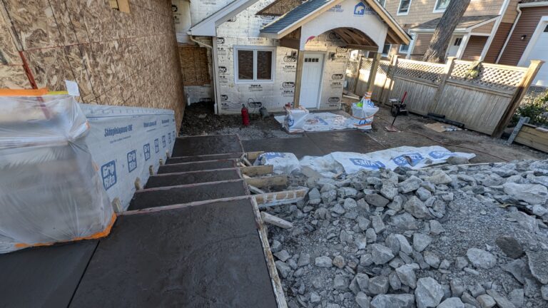 Stamped concrete front entry steps