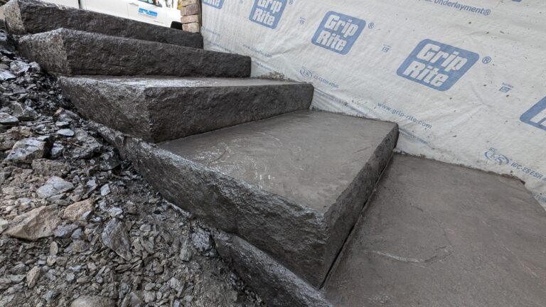 Stamped concrete steps with patterned finish