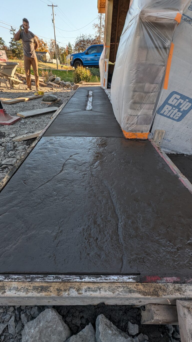 Stamped concrete walkway