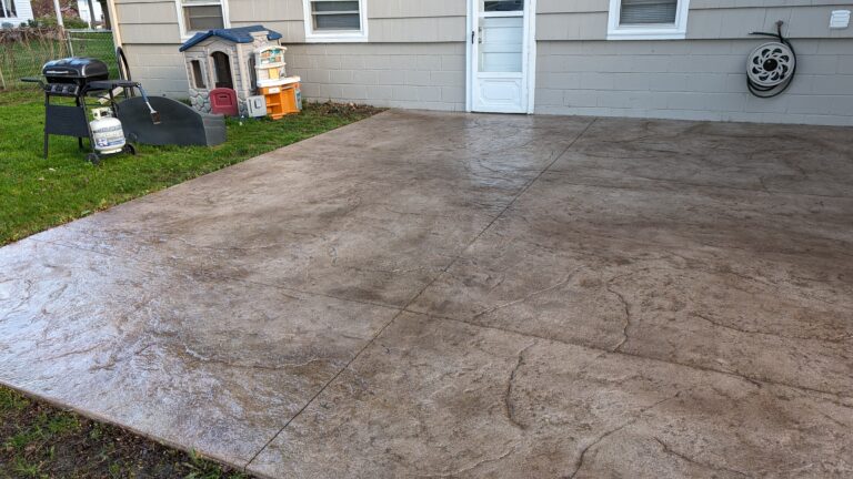 Stamped concrete patio slab