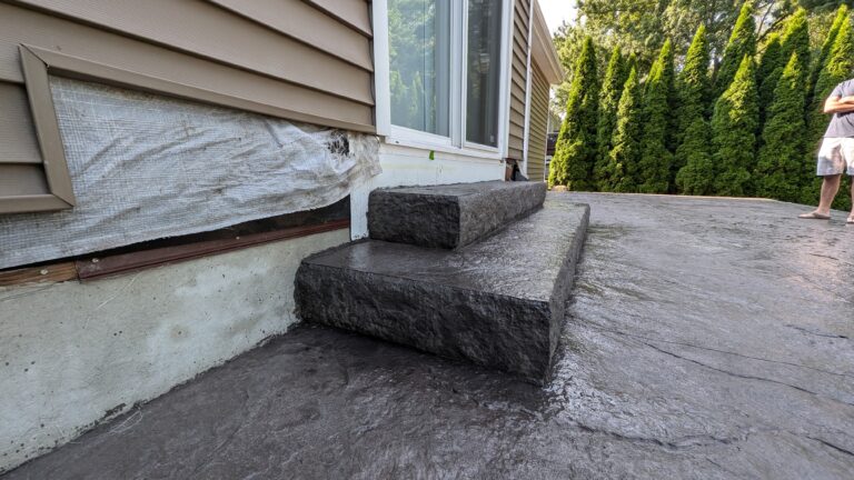 Stamped concrete steps and patio