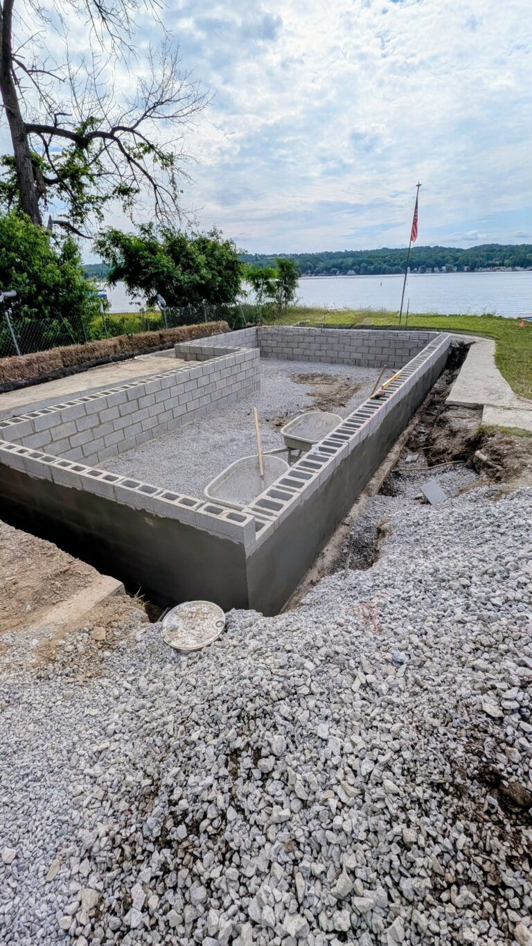 Block foundation construction in Canandaigua, NY