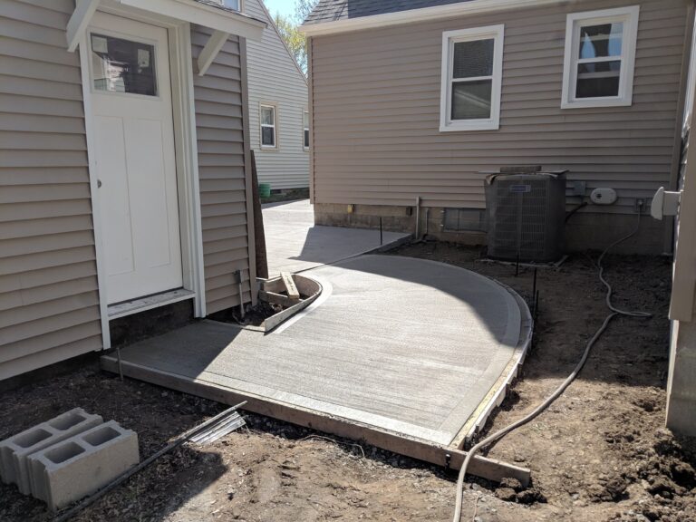 Broomed concrete walkway in Holley, NY