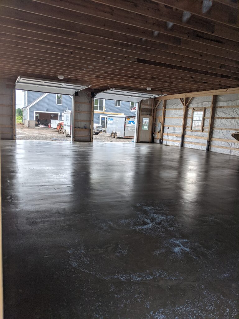 Burn finish pole barn floor 40x60 with radiant heat