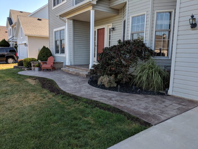 Stamped concrete front walkway and porch