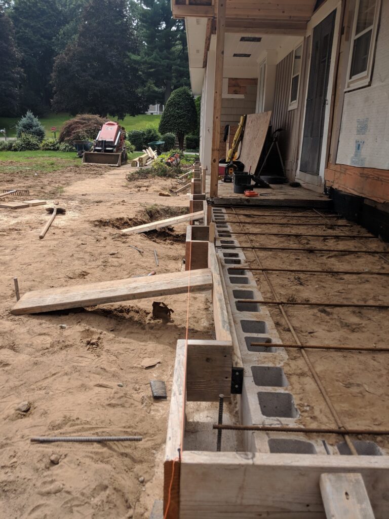 Block foundation and front porch form work