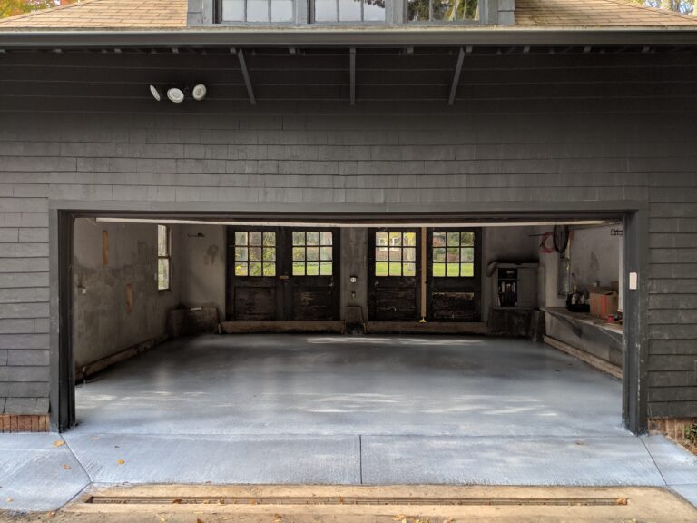 Garage floor pour with drive apron