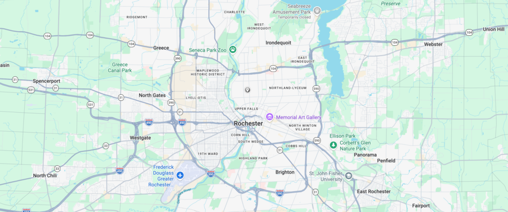 Map of Rochester, NY